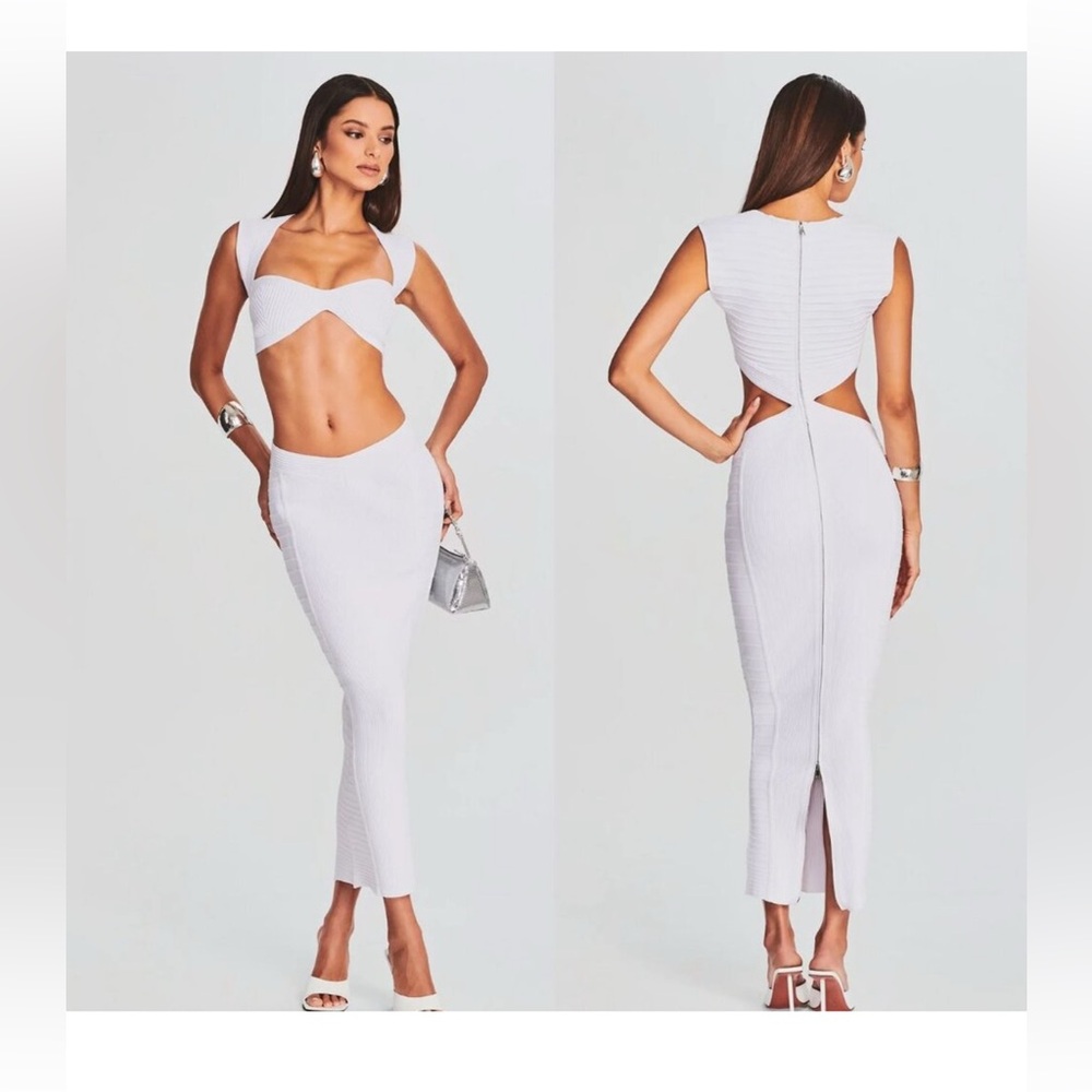 Retrofete TEMPO BANDAGE KNIT DRESS White